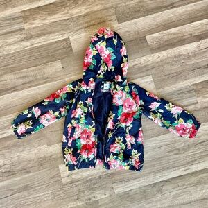Gap Kids Floral Hooded Jacket - Navy with Pink Flowers, size 5